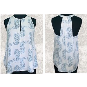 Loft Paisley Floral Keyhole Sleeveless Halter Top Size XS